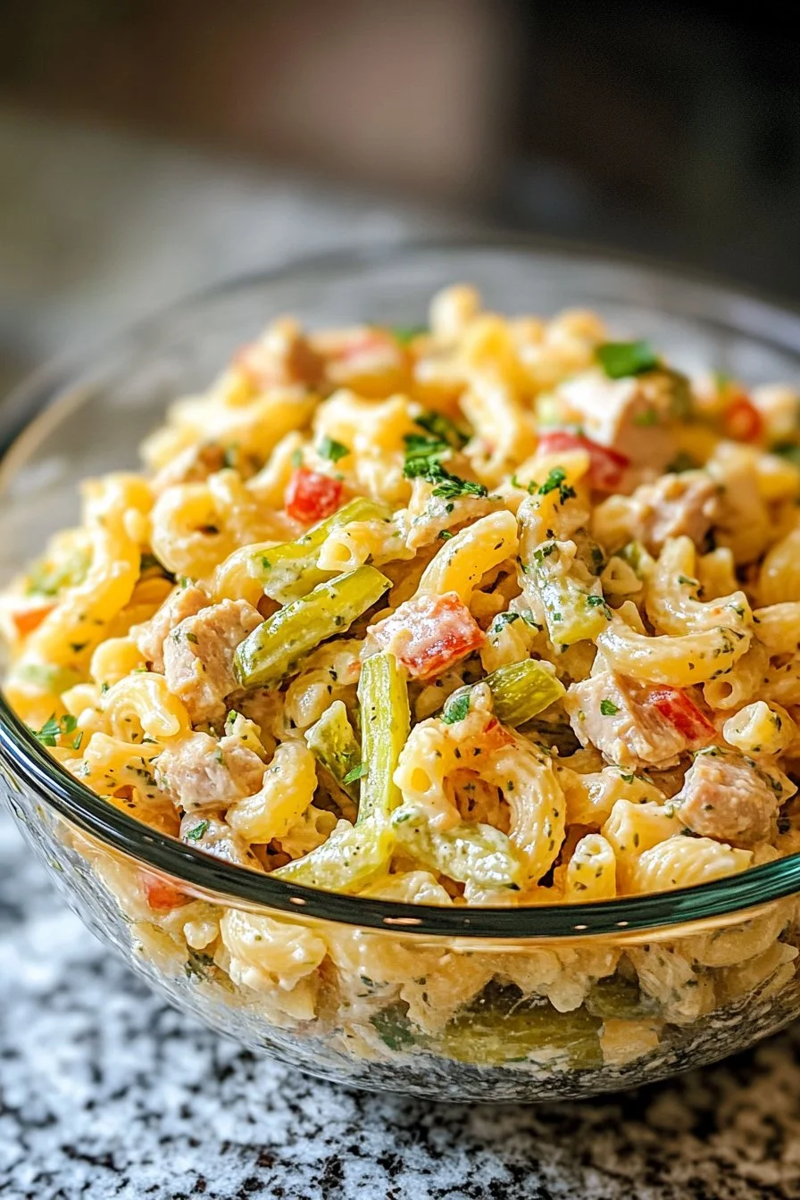 Dill Pickle Tuna Pasta Salad
