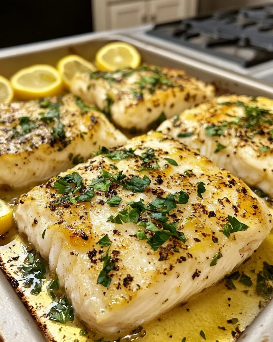 Easy lemon butter cod recipe with flavorful herbs and butter sauce.