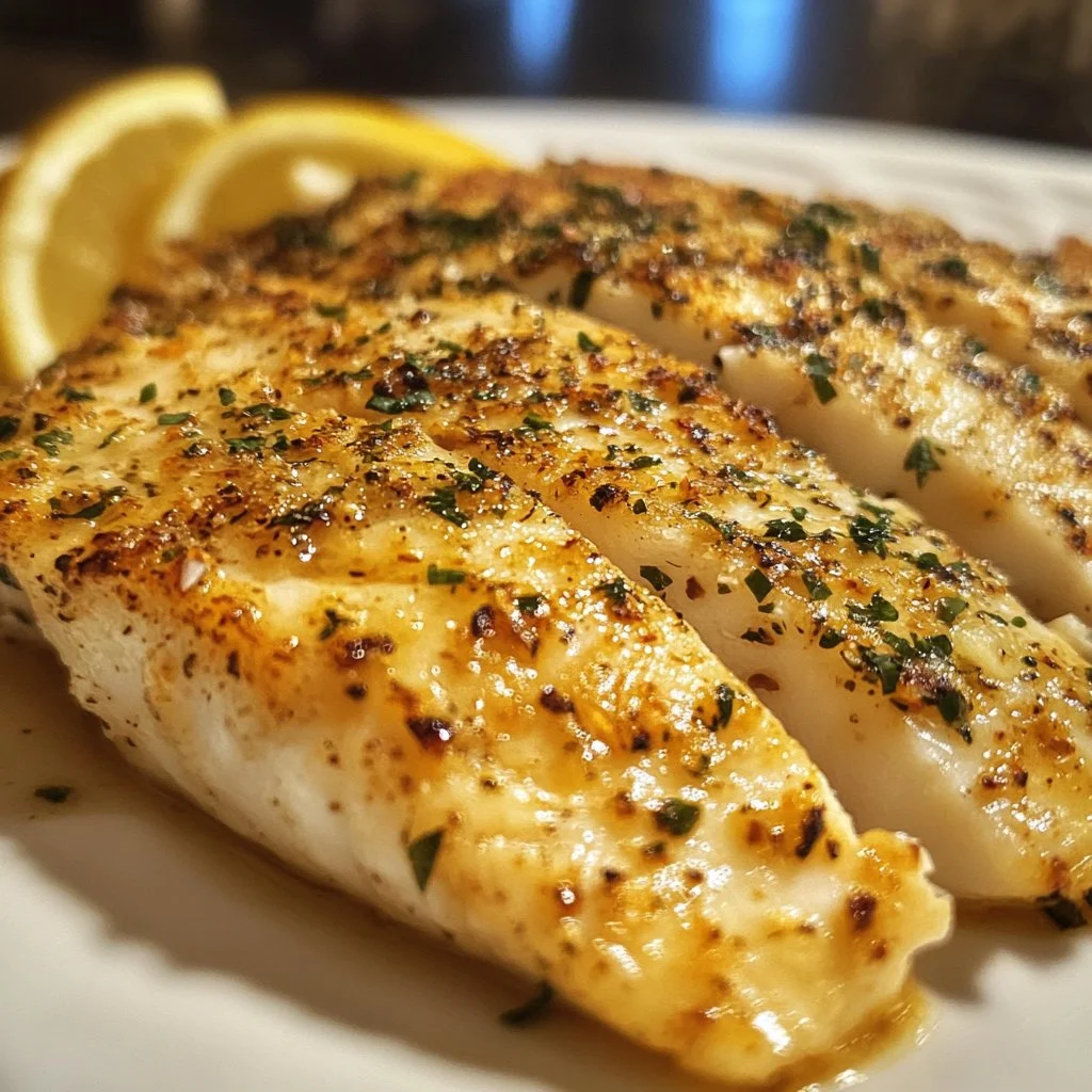 Delicious Garlic Tilapia served with fresh vegetables