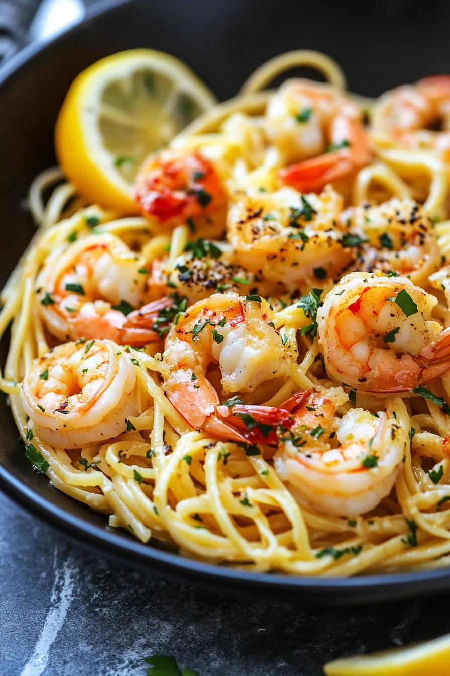 Healthy Shrimp Scampi Linguine