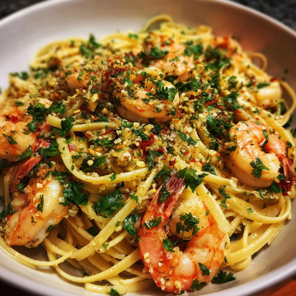 Healthy Shrimp Scampi Linguine