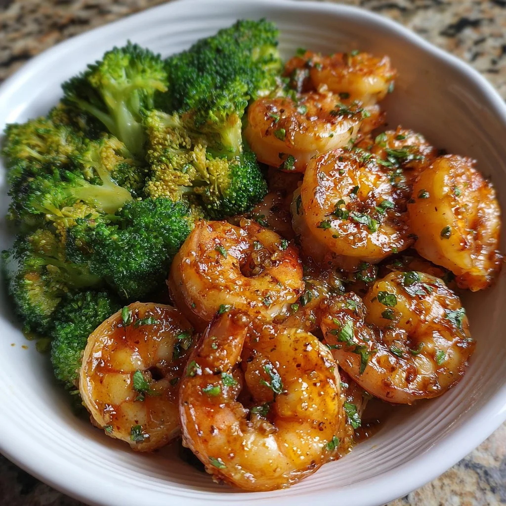 Honey Garlic Butter Shrimp sautéed with broccoli for a flavorful dish