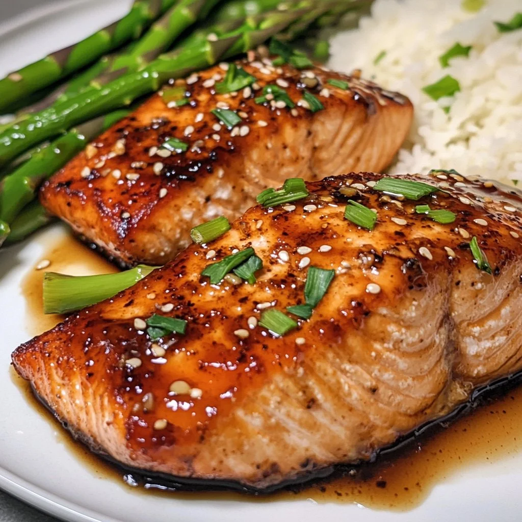 Air fryer Honey Garlic Salmon cooked to perfection with a savory glaze.