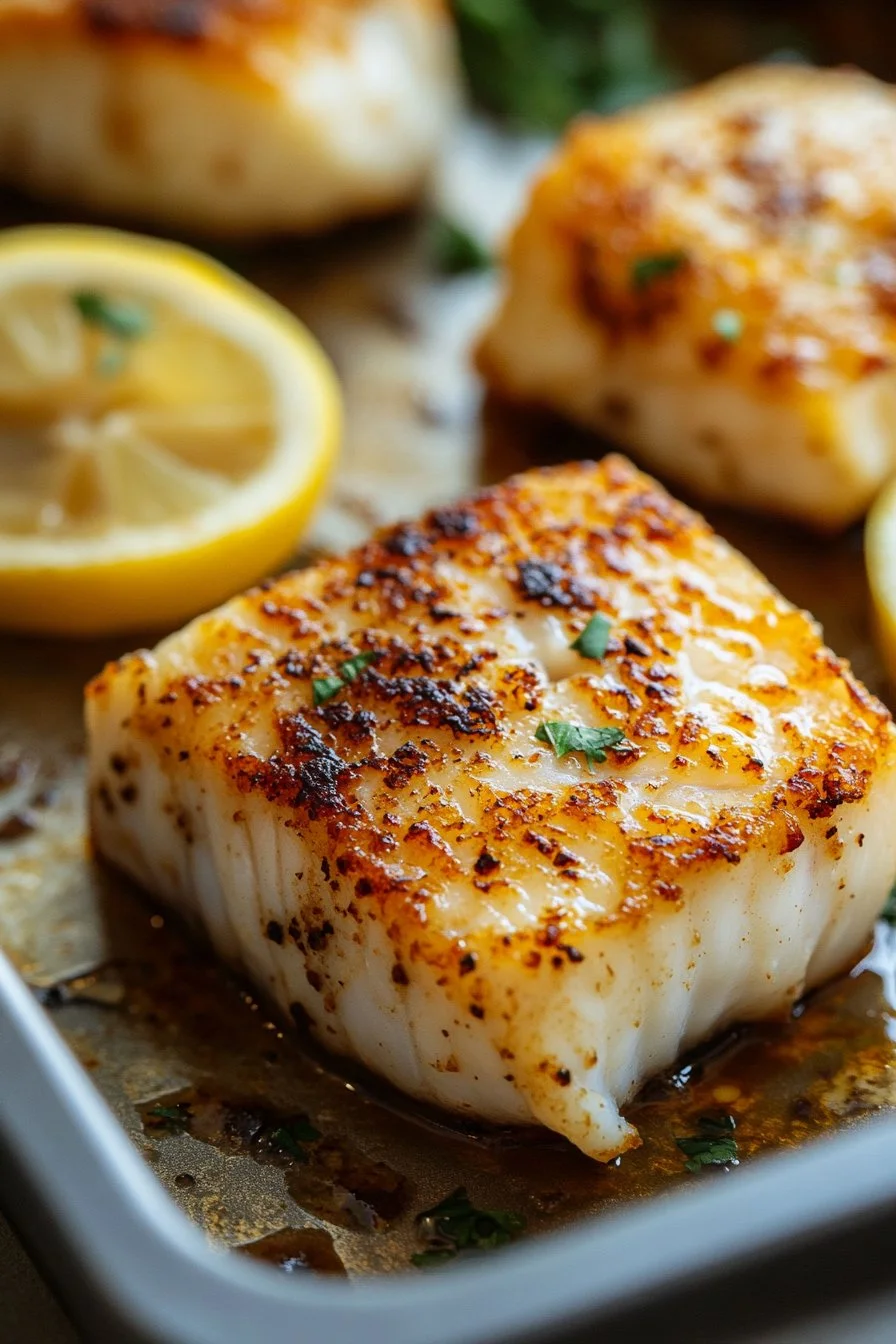 Lemon Garlic Butter Cod with Crispy Skin