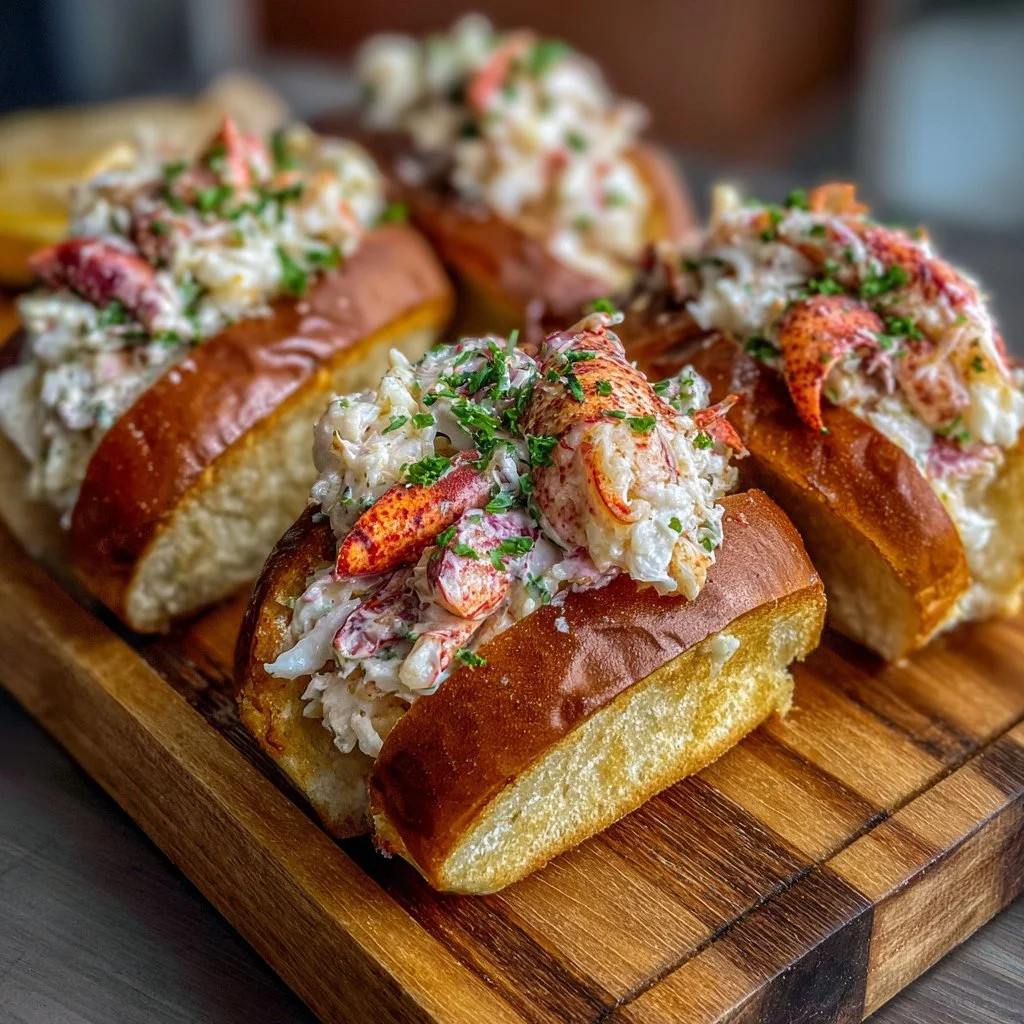 Delicious lobster roll with fresh ingredients and seasonings
