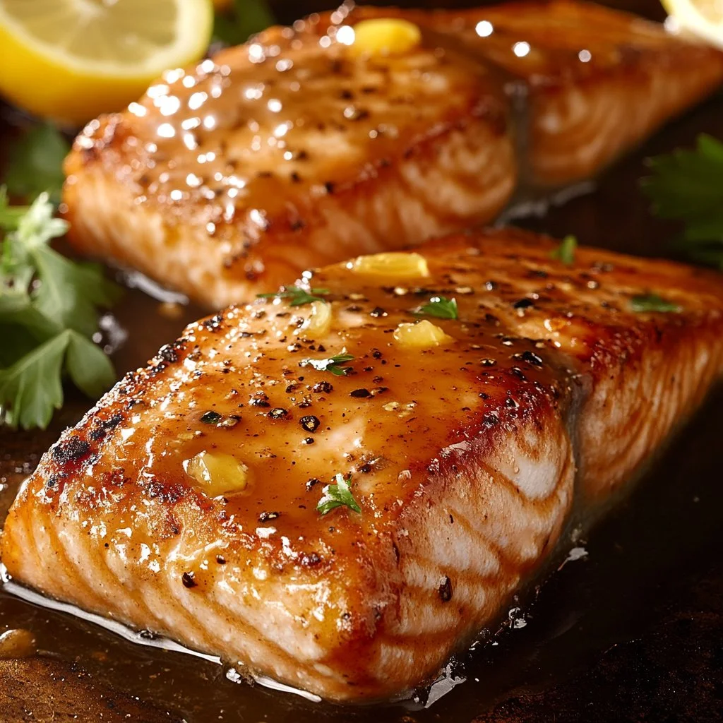 Delicious Maple Dijon Baked Salmon recipe with a sweet and tangy glaze