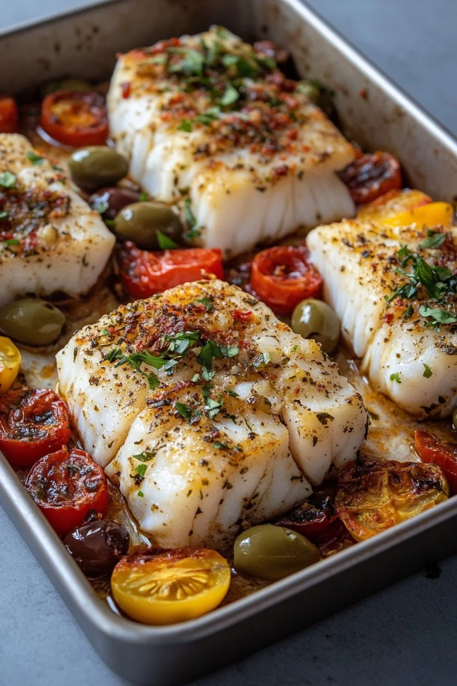 Mediterranean Baked Cod with Olives