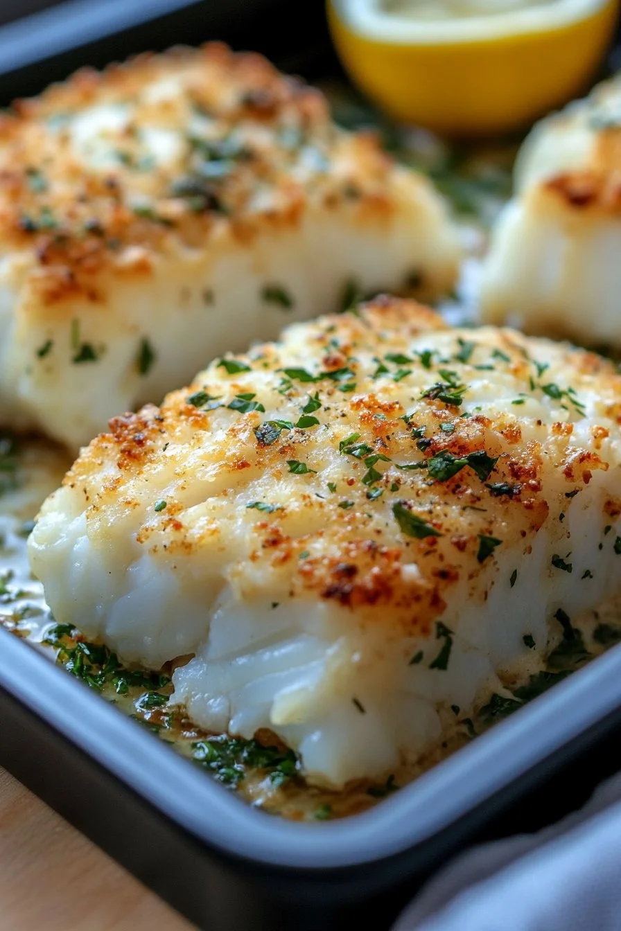 Quick Baked Cod with Mayo and Parmesan