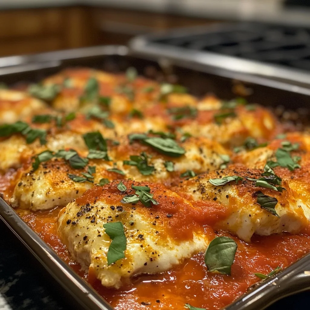 Quick Italian-style baked orange roughy dish with herbs and lemon