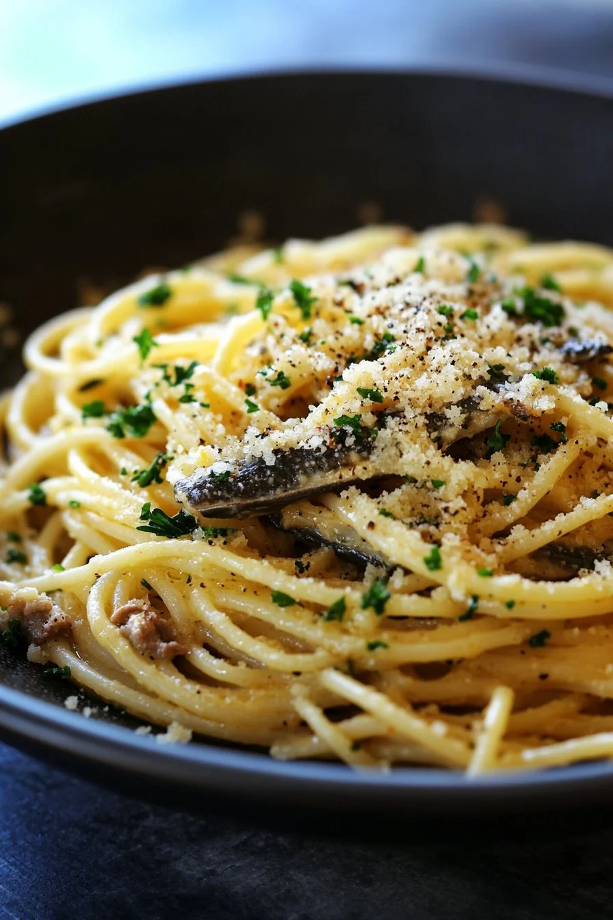 Sardine Pasta With Lemon & Garlic Crumbs