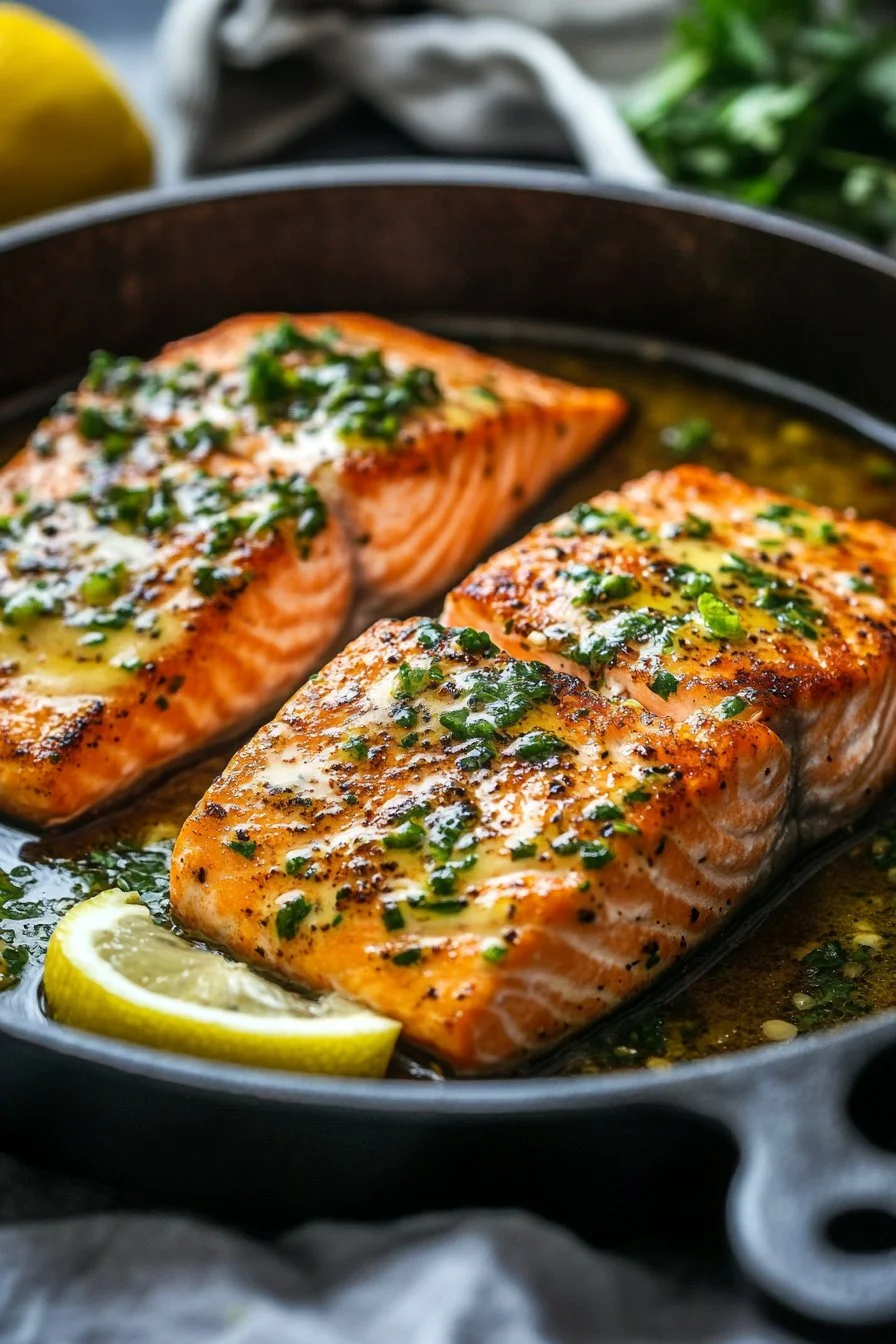 Seasoned Salmon with Garlic Butter Sauce