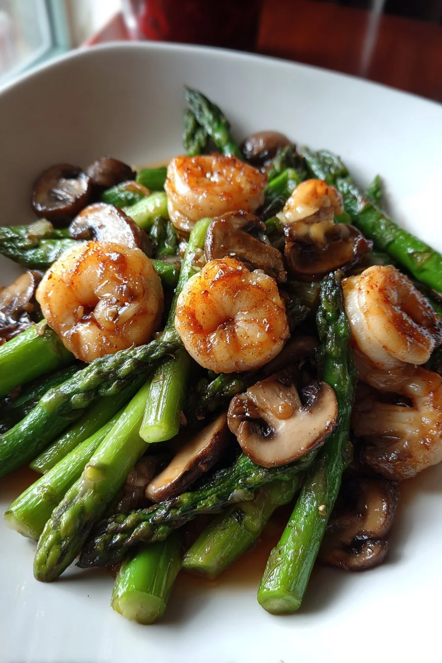 Shrimp and Asparagus Stir-Fry with Mushrooms