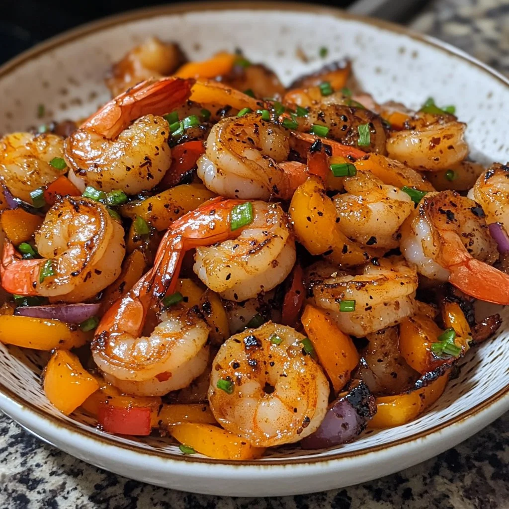 Delicious shrimp stir-fry with colorful bell peppers and fresh vegetables