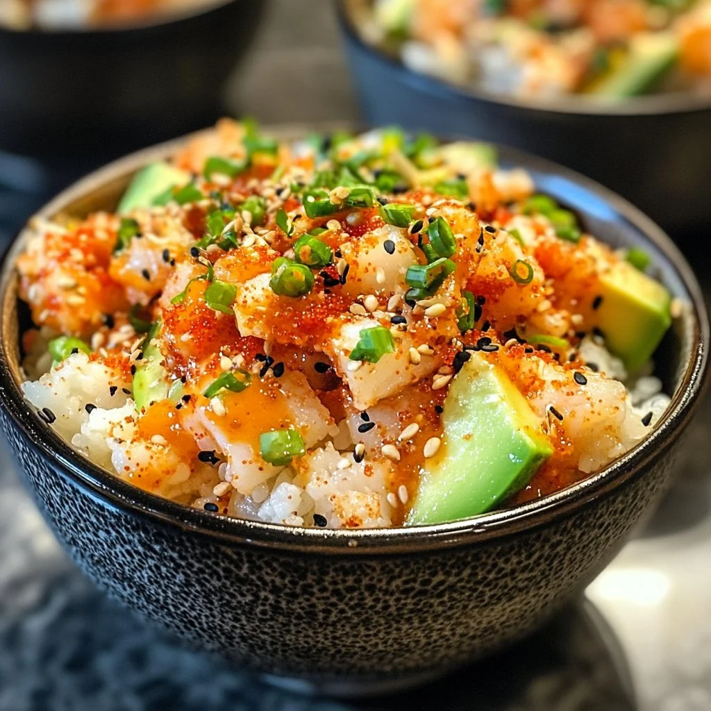 Spicy Crab Sushi Bowl featuring fresh crab and vibrant toppings
