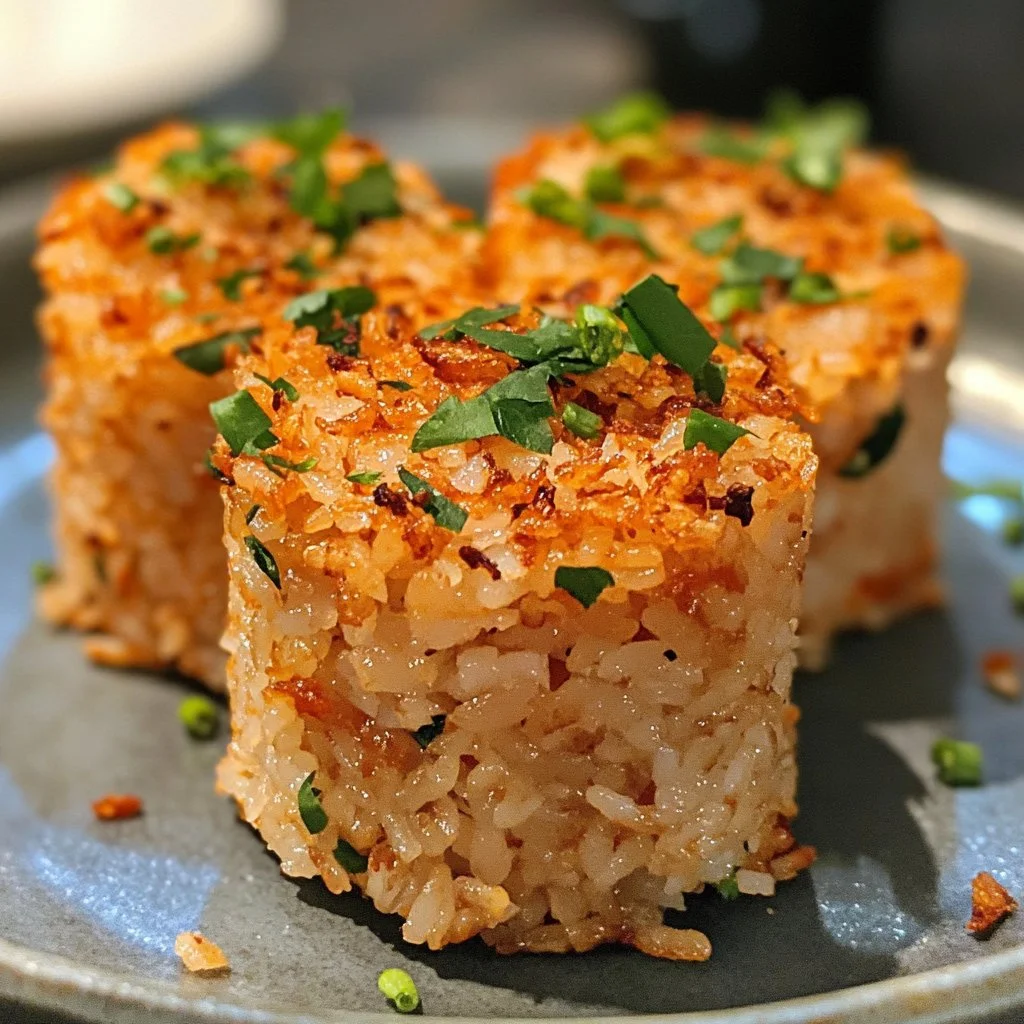 Spicy Tuna Crispy Rice Appetizer served on a plate