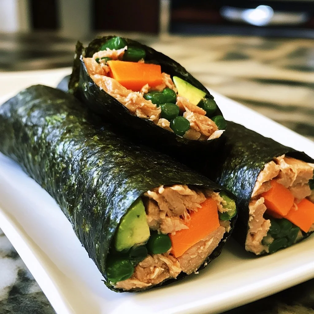 Healthy tuna salad nori wraps recipe for a quick and nutritious meal.