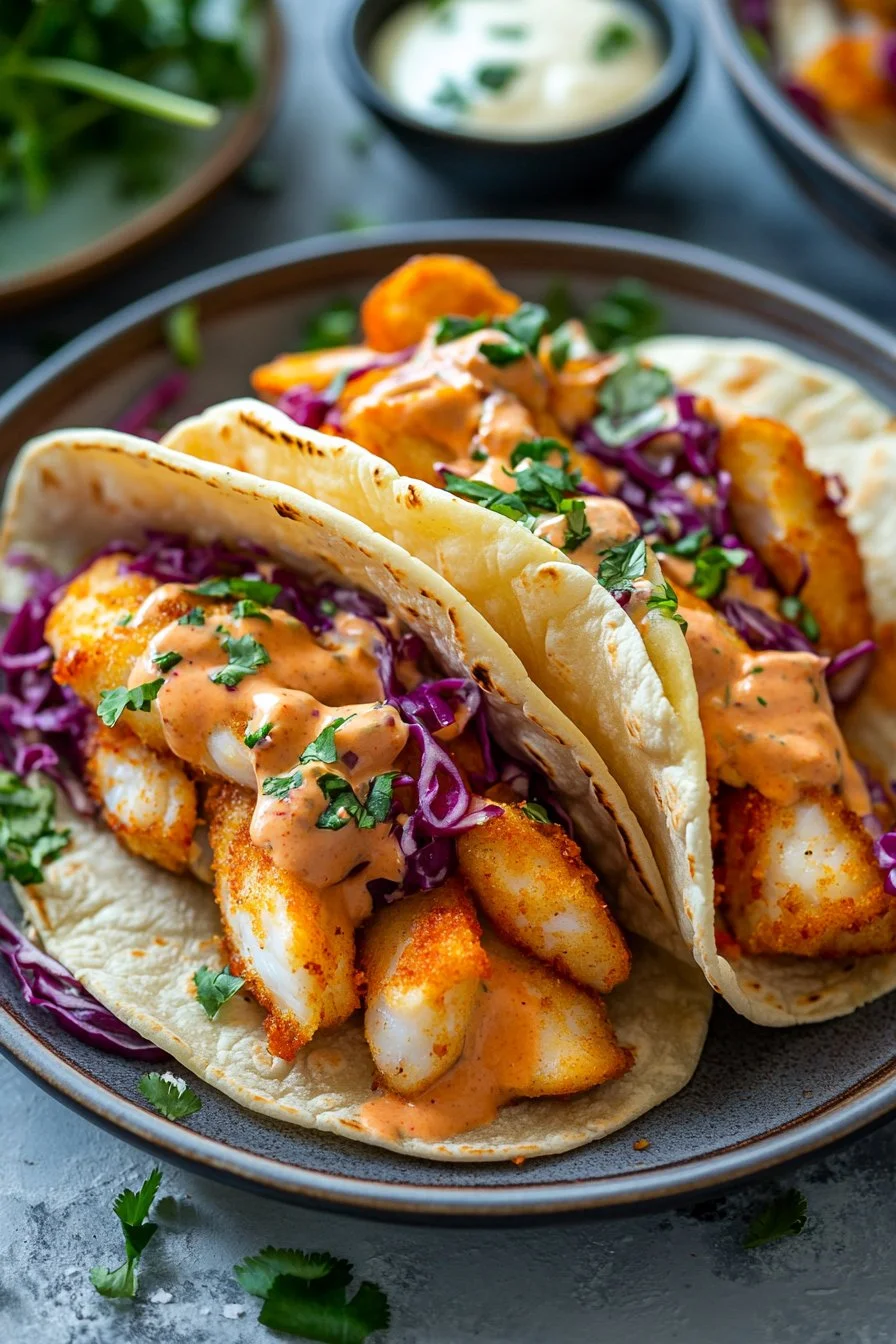 Zesty Fish Tacos with Spicy Sriracha Lime Sauce