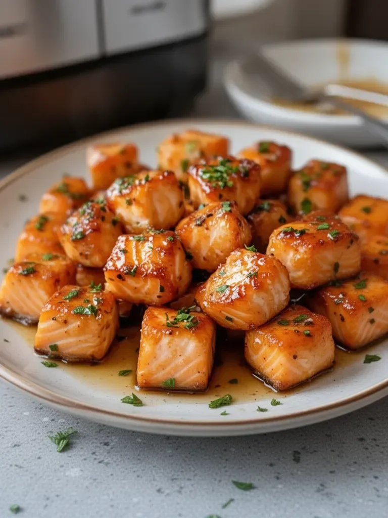 Air Fryer Honey Garlic Salmon Bites