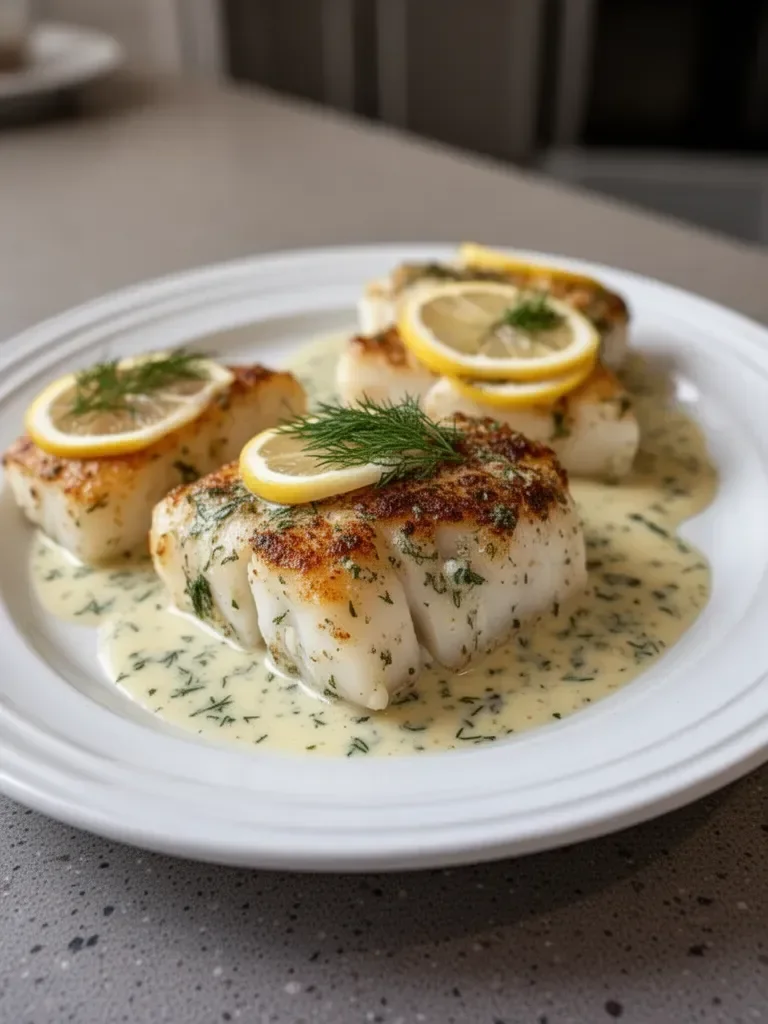 Baked Cod with Lemon-Dill Sauce