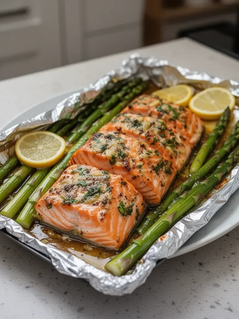 Baked Salmon in Foil with Asparagus