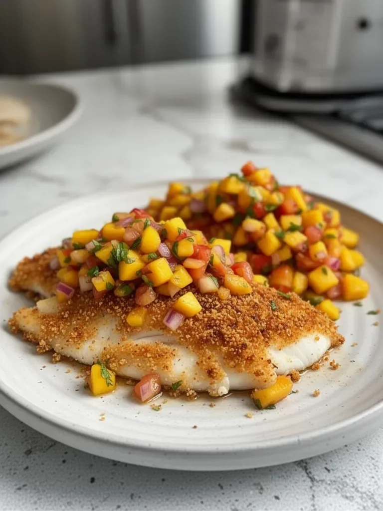 Coconut Crusted Fish with Mango Salsa