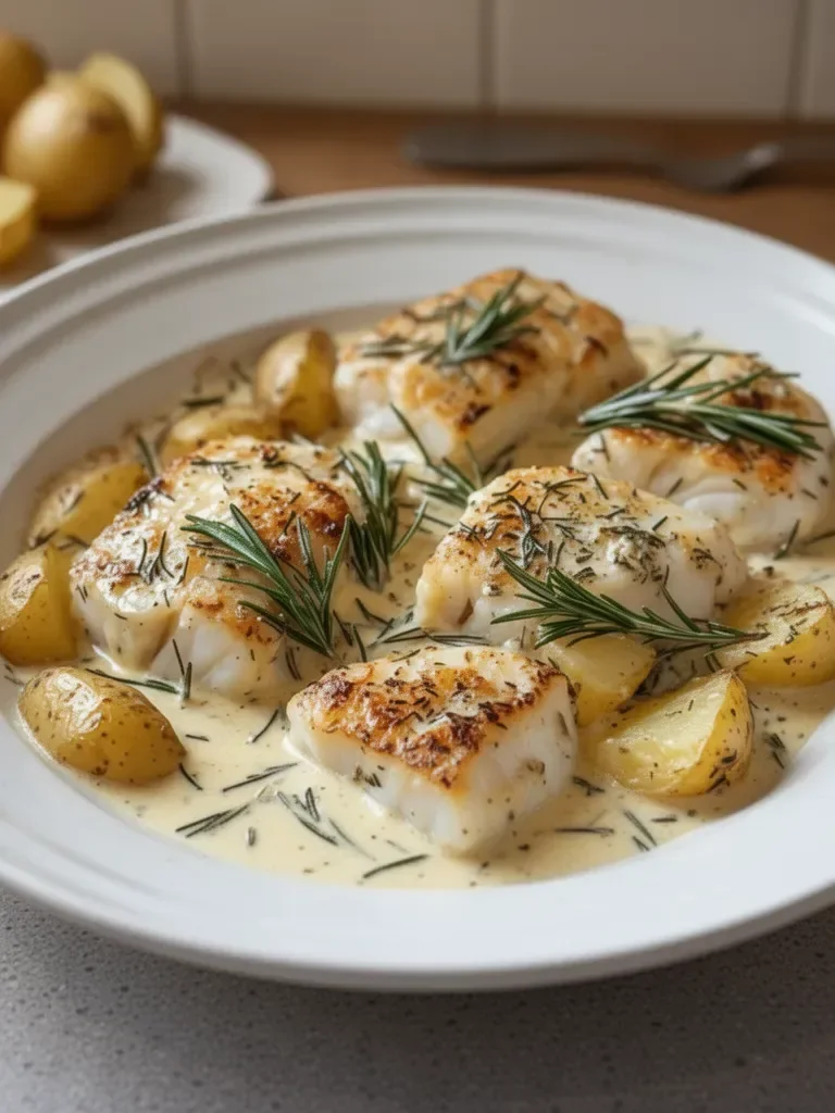 Cod & Potatoes in Rosemary Cream Sauce
