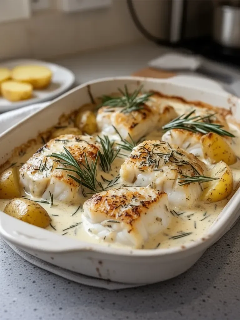 Cod & Potatoes in Rosemary Cream Sauce