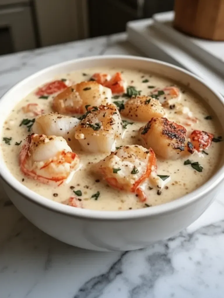 Indulge in Creamy Lobster & Scallop Chowder Delight