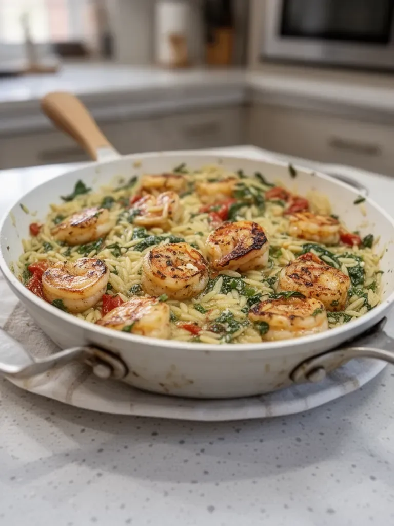 Creamy Shrimp Orzo with Lemon & Feta