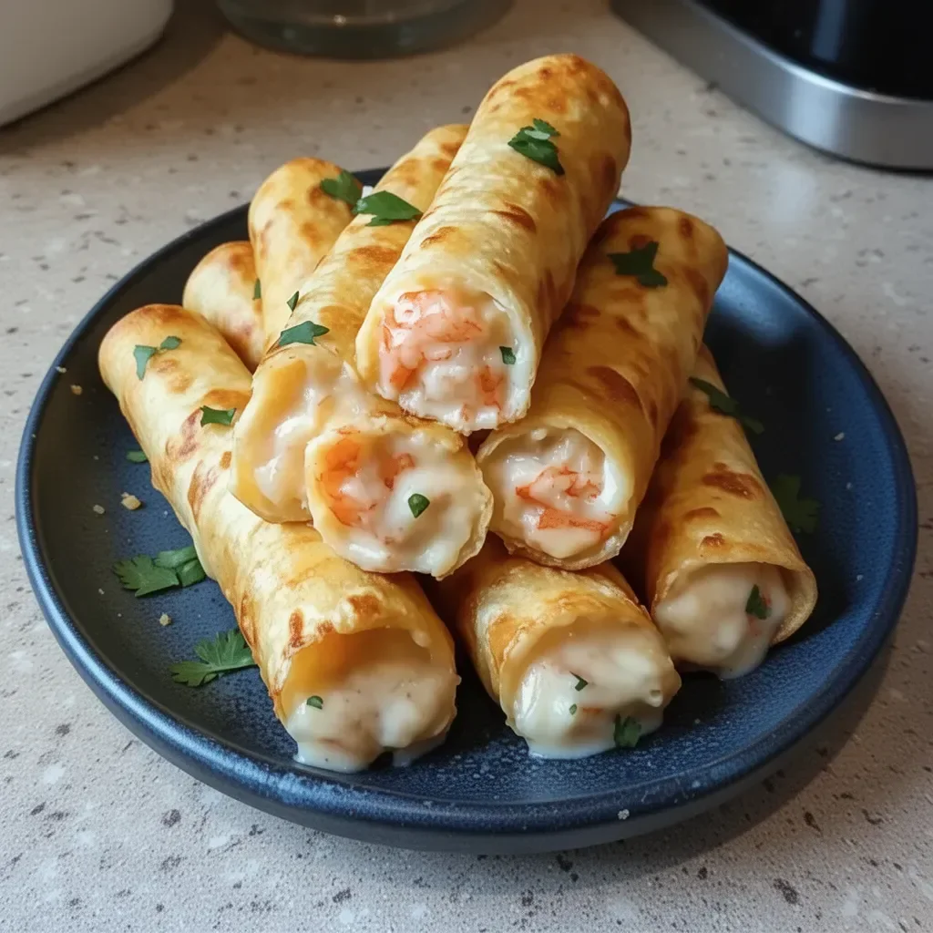 Crispy Crab and Shrimp Queso Taquitos ready to serve
