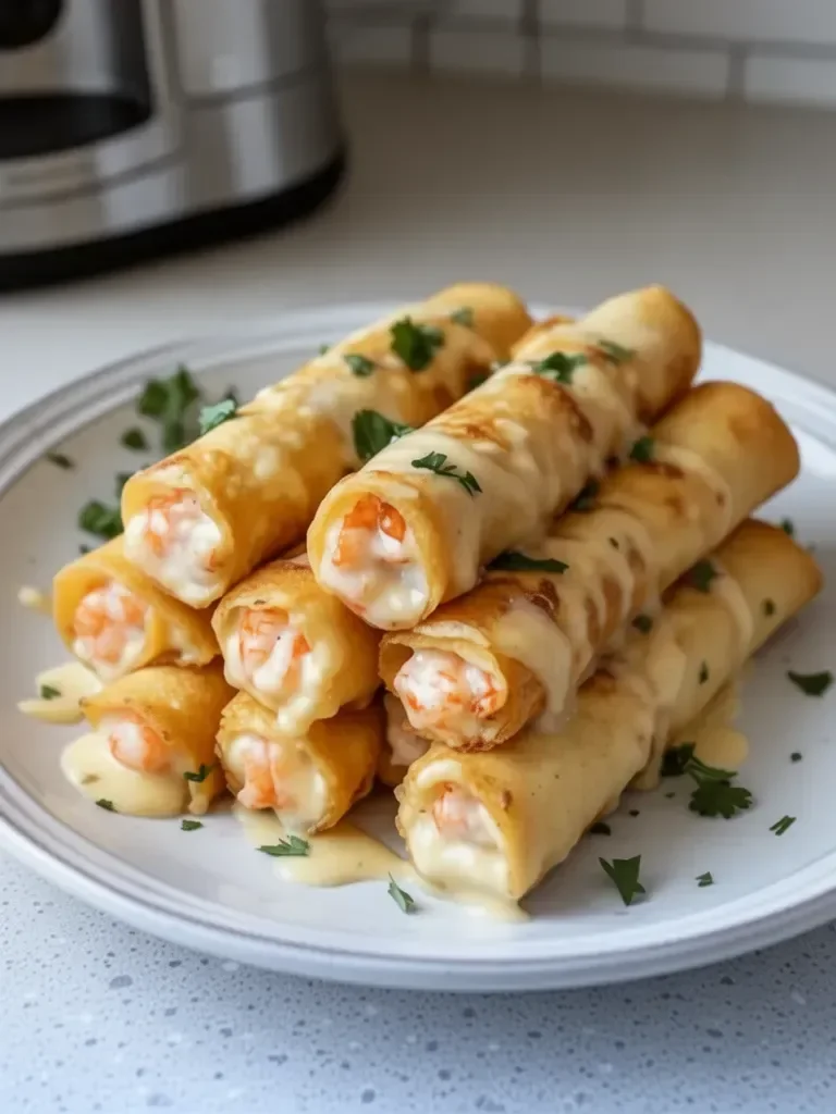 Crispy Crab & Shrimp Queso Taquitos