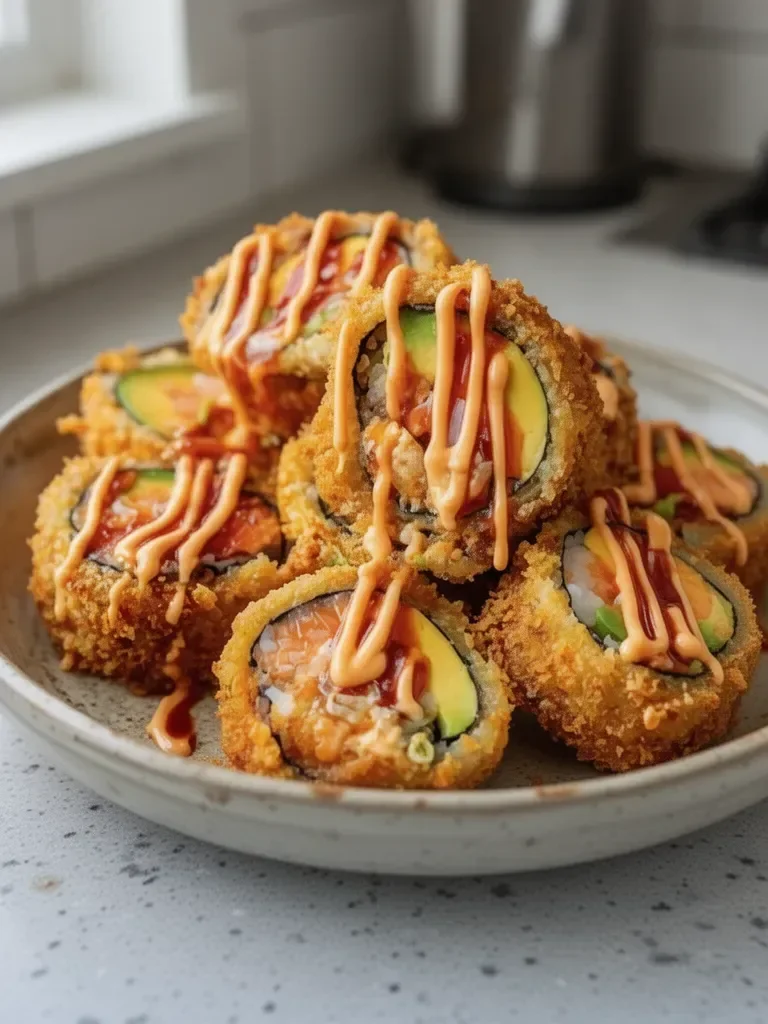 Crispy Fried Salmon & Avocado Rolls