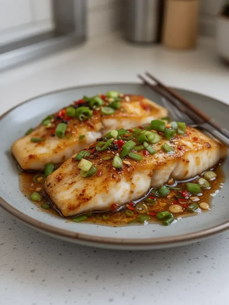Crispy Pan-Fried Fish Fillets with Ginger Scallion Sauce