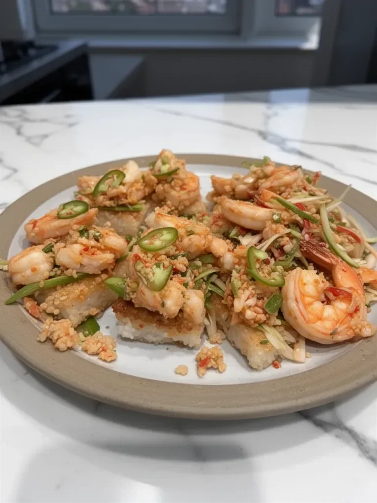 Crispy Rice with Spicy Shrimp Salad