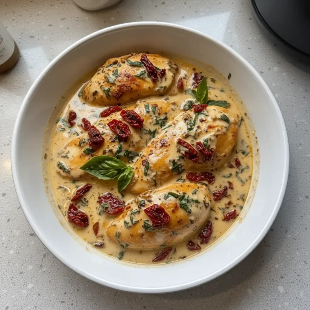 Crockpot Marry Me Chicken with creamy sauce and herbs