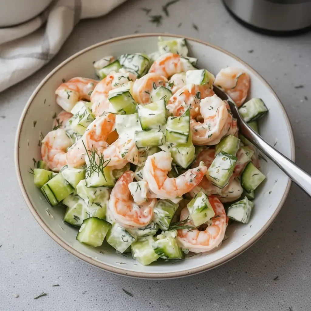 Delicious Cucumber Shrimp Salad with fresh ingredients and vibrant colors.