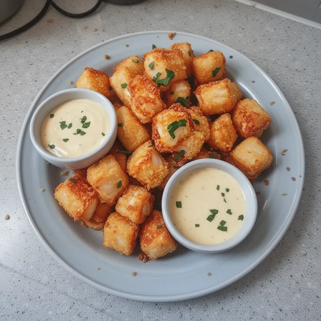 Plate of delicious crab crunchies ready to be enjoyed.