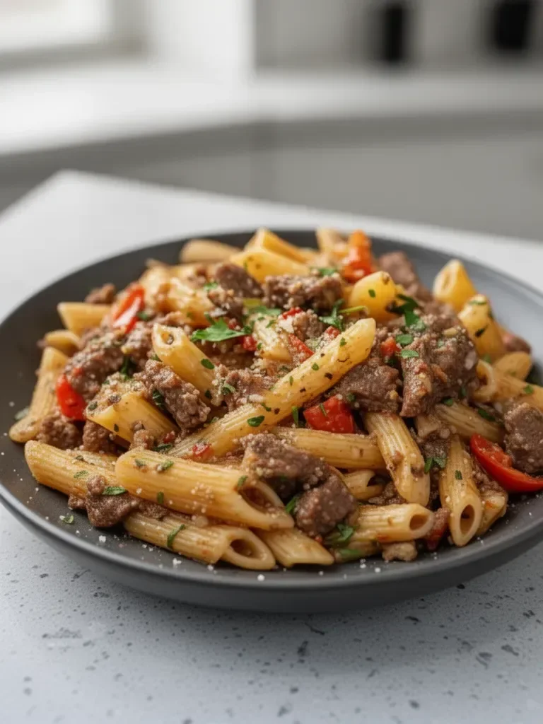 Delicious Garlic Beef Pasta