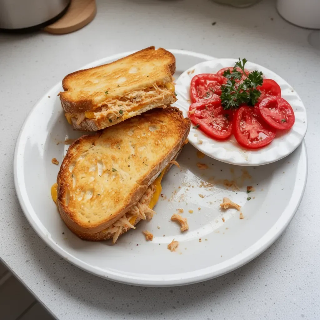 Delicious easy crab melts topped with cheese and herbs on toasted bread.