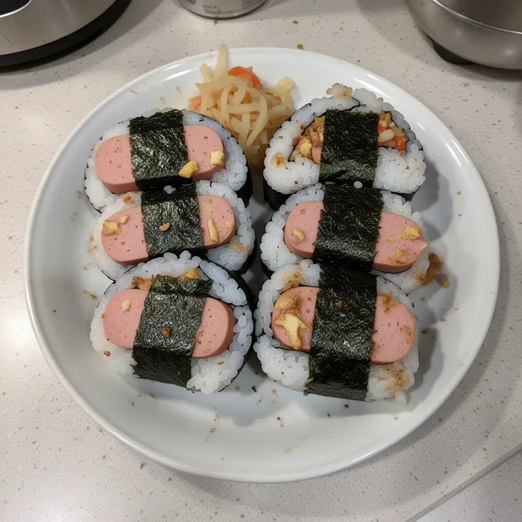 Delicious Hawaiian Spam Musubi wrapped in sushi nori seaweed.