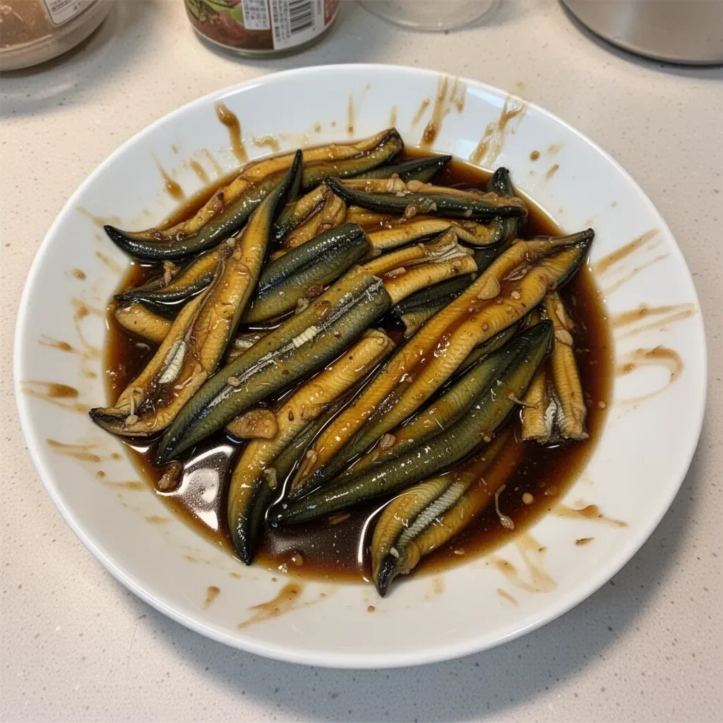 Delicious eel sauce drizzled over sushi rolls and other dishes