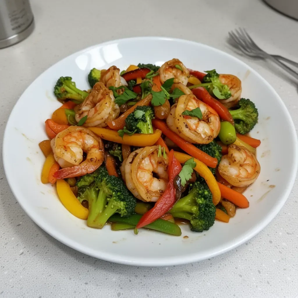 Flavorful shrimp vegetable stir fry with colorful veggies and juicy shrimp