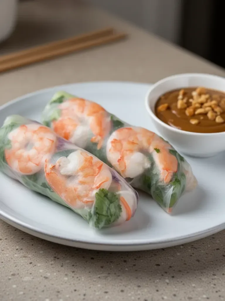 Fresh Shrimp Spring Rolls with Peanut Dipping Sauce