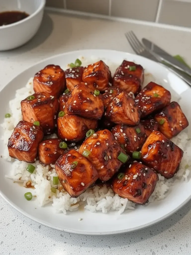 Honey Garlic Salmon Bites