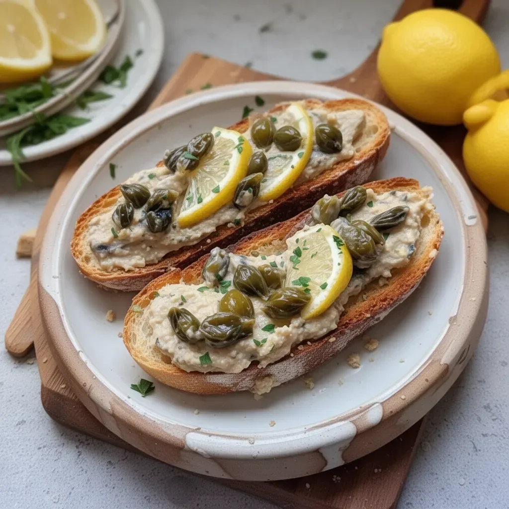 Lemon Caper Sardines Pâté served on crostini