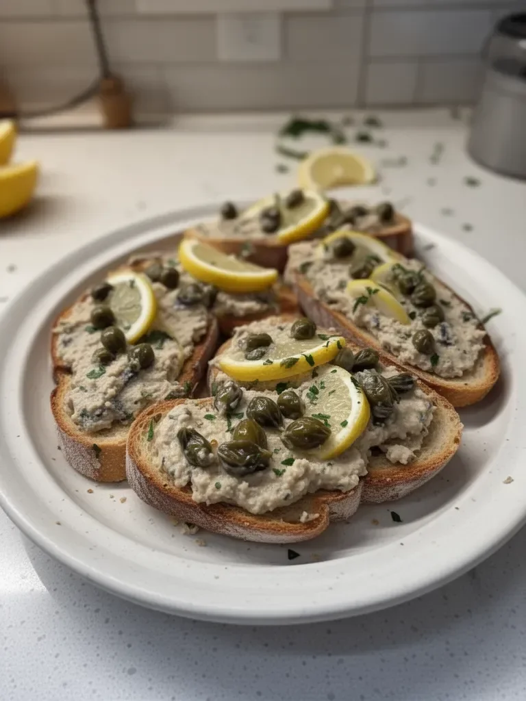 Lemon Caper Sardines Pâté Crostini