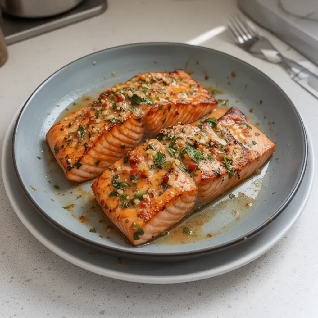Marry Me Salmon recipe showcasing a beautifully plated dish of salmon with vegetables