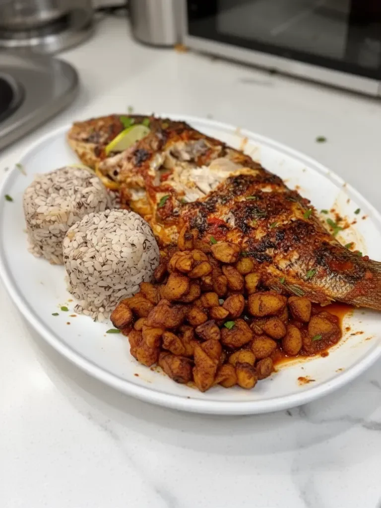 Ofada Sauce, Fish, and Rice
