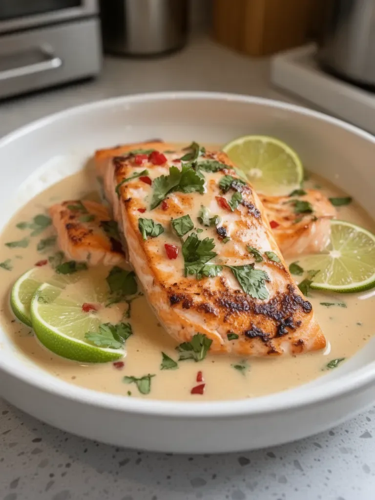 Poached Salmon in Coconut Lime Sauce