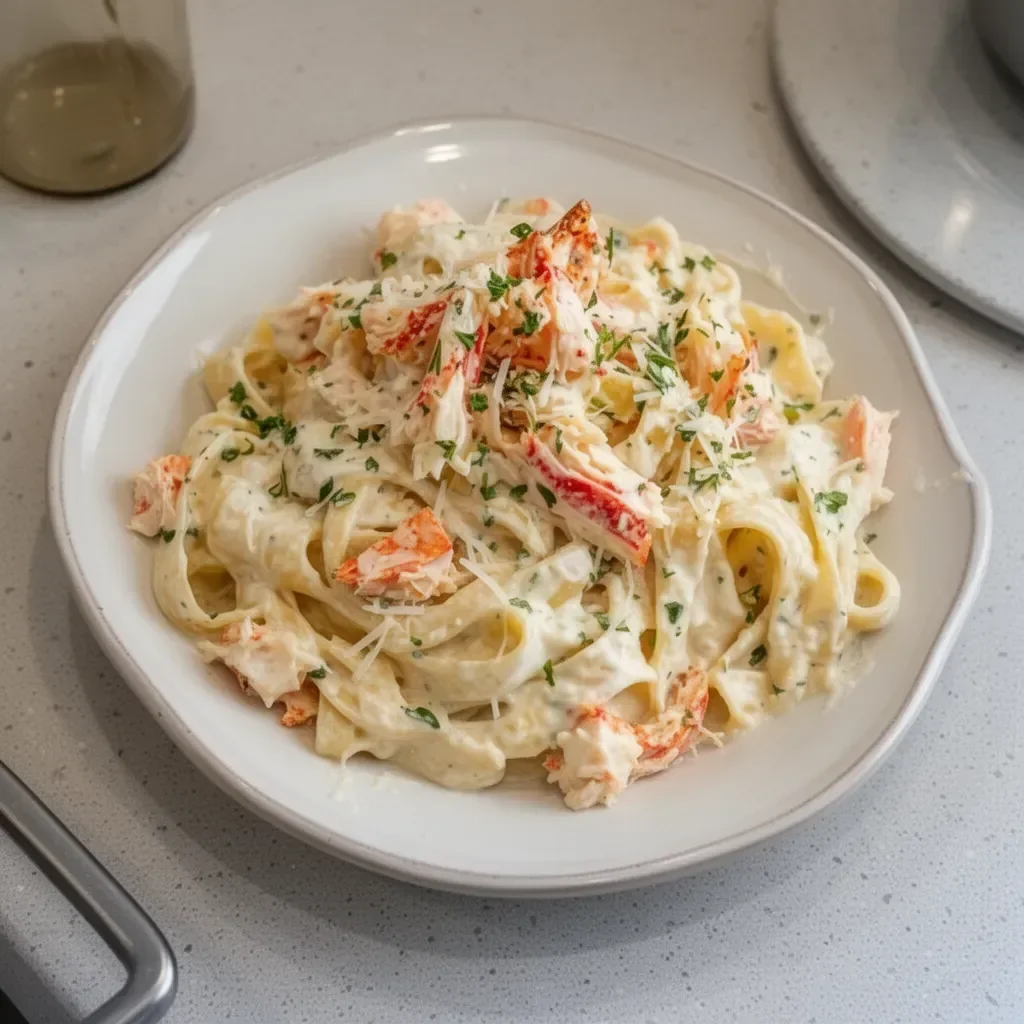 Delicious Crab Alfredo from Red Lobster, featuring creamy sauce and fresh crab meat.